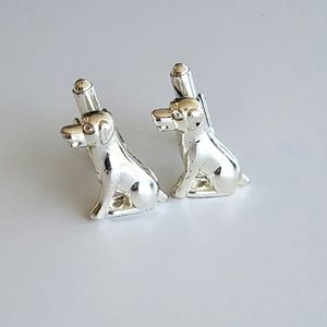 Silver Mens Dog Cuff Links